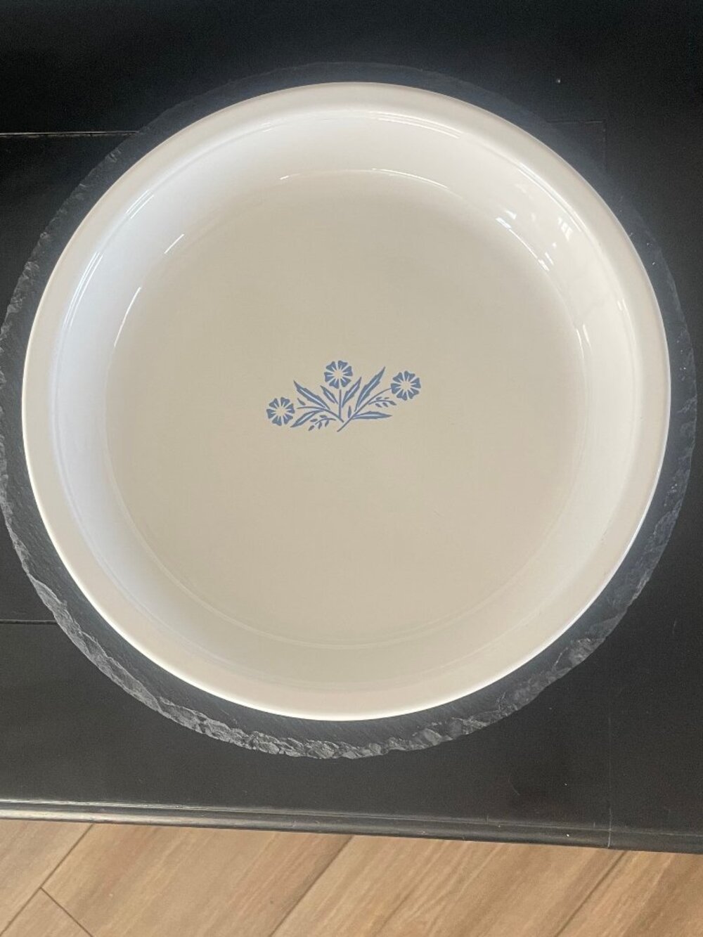 blue cornflower PIE DISH, vintage CORNING WARE
